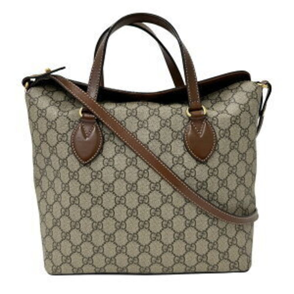 Gucci Bags Handbags Shoulder GG Supreme Canvas Gray Brown